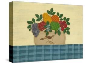 Fruit with Dark and Lt. Blue Tablecloth-Debbie McMaster-Stretched Canvas