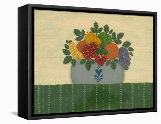 Fruit with Dark Green Tablecloth-Debbie McMaster-Framed Stretched Canvas