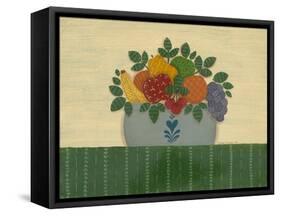 Fruit with Dark Green Tablecloth-Debbie McMaster-Framed Stretched Canvas