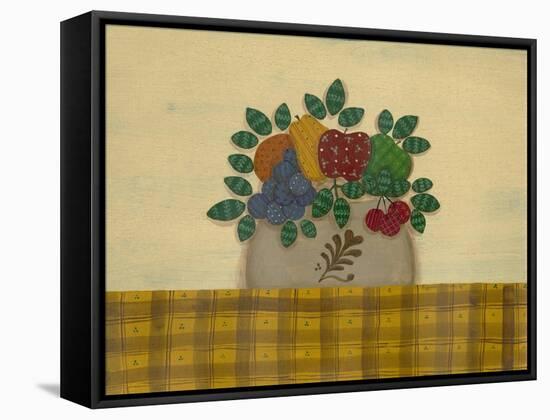 Fruit with Gold and Brown Tablecloth-Debbie McMaster-Framed Stretched Canvas