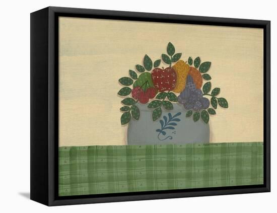 Fruit with Green Tablecloth-Debbie McMaster-Framed Stretched Canvas