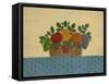 Fruit with Lt. Blue Tablecloth-Debbie McMaster-Framed Stretched Canvas