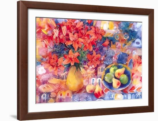 Fruit with Tiger Lilies-Mae Book-Framed Art Print