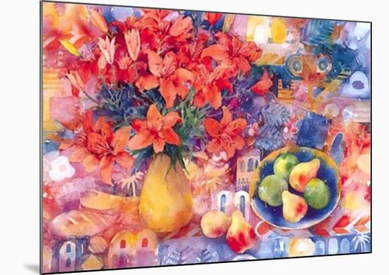 Fruit with Tiger Lilies-Mae Book-Mounted Art Print