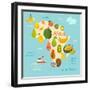 Fruit World Map Africa-coffeee_in-Framed Art Print