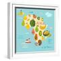 Fruit World Map Africa-coffeee_in-Framed Art Print