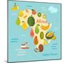 Fruit World Map Africa-coffeee_in-Mounted Art Print