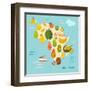 Fruit World Map Africa-coffeee_in-Framed Art Print