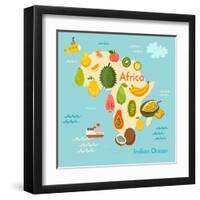 Fruit World Map Africa-coffeee_in-Framed Art Print