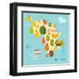 Fruit World Map Africa-coffeee_in-Framed Art Print