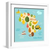 Fruit World Map Africa-coffeee_in-Framed Art Print