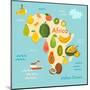 Fruit World Map Africa-coffeee_in-Mounted Art Print