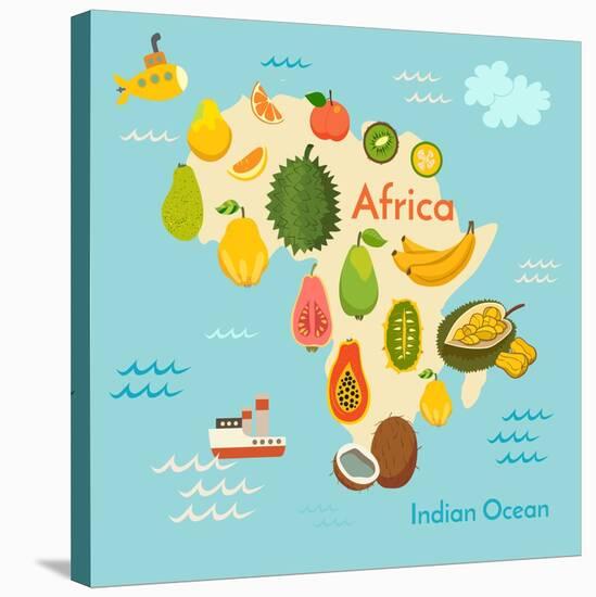 Fruit World Map Africa-coffeee_in-Stretched Canvas