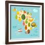 Fruit World Map Africa-coffeee_in-Framed Art Print