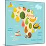 Fruit World Map Africa-coffeee_in-Mounted Art Print