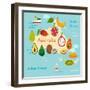 Fruit World Map Australia-coffeee_in-Framed Art Print