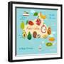 Fruit World Map Australia-coffeee_in-Framed Art Print