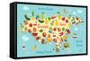 Fruit World Map Eurasia-coffeee_in-Framed Stretched Canvas