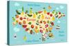 Fruit World Map Eurasia-coffeee_in-Stretched Canvas