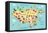 Fruit World Map Eurasia-coffeee_in-Framed Stretched Canvas