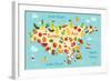 Fruit World Map Eurasia-coffeee_in-Framed Art Print