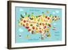 Fruit World Map Eurasia-coffeee_in-Framed Art Print