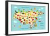 Fruit World Map Eurasia-coffeee_in-Framed Art Print