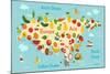 Fruit World Map Eurasia-coffeee_in-Mounted Art Print