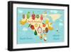 Fruit World Map North America-coffeee_in-Framed Art Print