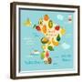 Fruit World Map South America-coffeee_in-Framed Premium Giclee Print