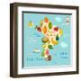 Fruit World Map South America-coffeee_in-Framed Art Print