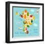 Fruit World Map South America-coffeee_in-Framed Art Print