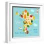 Fruit World Map South America-coffeee_in-Framed Art Print