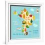 Fruit World Map South America-coffeee_in-Framed Art Print