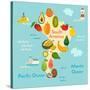 Fruit World Map South America-coffeee_in-Stretched Canvas