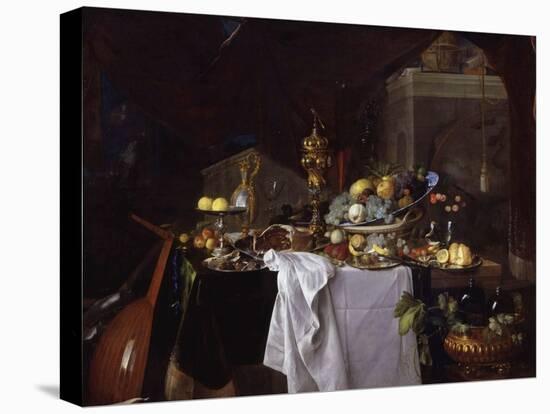 Fruits and Rich Dishes on a Table, 1640-Jan Davidsz. de Heem-Stretched Canvas