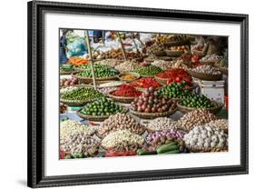 Fruits and Vegetables Stall at a Market in the Old Quarter, Hanoi, Vietnam, Indochina-Yadid Levy-Framed Photographic Print