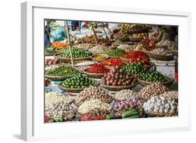 Fruits and Vegetables Stall at a Market in the Old Quarter, Hanoi, Vietnam, Indochina-Yadid Levy-Framed Photographic Print