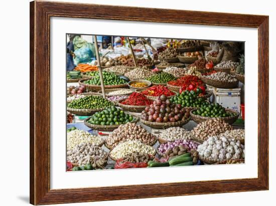Fruits and Vegetables Stall at a Market in the Old Quarter, Hanoi, Vietnam, Indochina-Yadid Levy-Framed Photographic Print