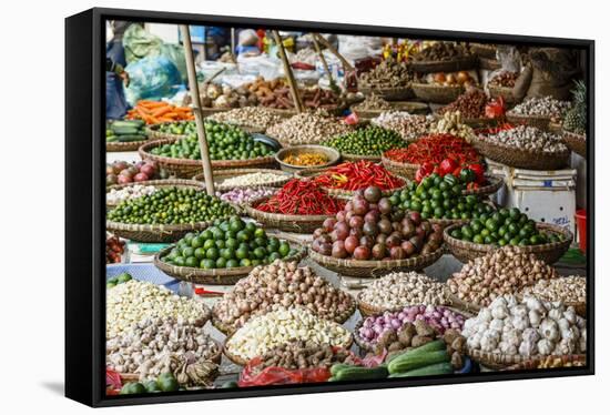 Fruits and Vegetables Stall at a Market in the Old Quarter, Hanoi, Vietnam, Indochina-Yadid Levy-Framed Stretched Canvas