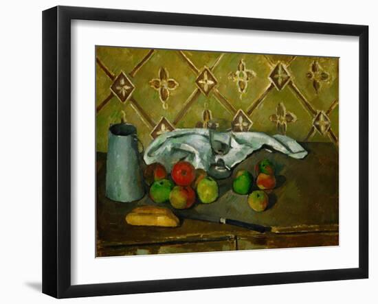 Fruits, Napkin and Milk Jar-Paul Cézanne-Framed Giclee Print