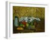 Fruits, Napkin and Milk Jar-Paul Cézanne-Framed Giclee Print