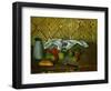 Fruits, Napkin and Milk Jar-Paul Cézanne-Framed Giclee Print