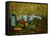 Fruits, Napkin and Milk Jar-Paul Cézanne-Framed Stretched Canvas
