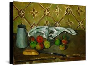 Fruits, Napkin and Milk Jar-Paul Cézanne-Stretched Canvas