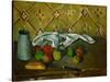 Fruits, Napkin and Milk Jar-Paul Cézanne-Stretched Canvas