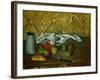 Fruits, Napkin and Milk Jar-Paul Cézanne-Framed Giclee Print