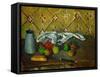 Fruits, serviette et boite a lait. Canvas, 60 x 73 cm RF 1960-10.-Paul Cezanne-Framed Stretched Canvas