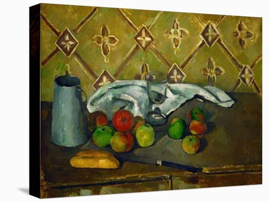 Fruits, serviette et boite a lait. Canvas, 60 x 73 cm RF 1960-10.-Paul Cezanne-Stretched Canvas