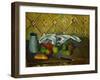 Fruits, serviette et boite a lait. Canvas, 60 x 73 cm RF 1960-10.-Paul Cezanne-Framed Giclee Print